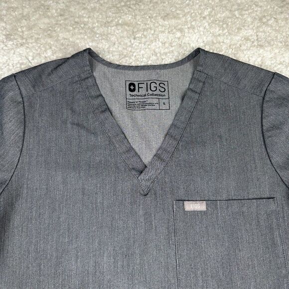 Figs Catarina One Pocket Scrub Top Gray Womens Small - Picture 5 of 12